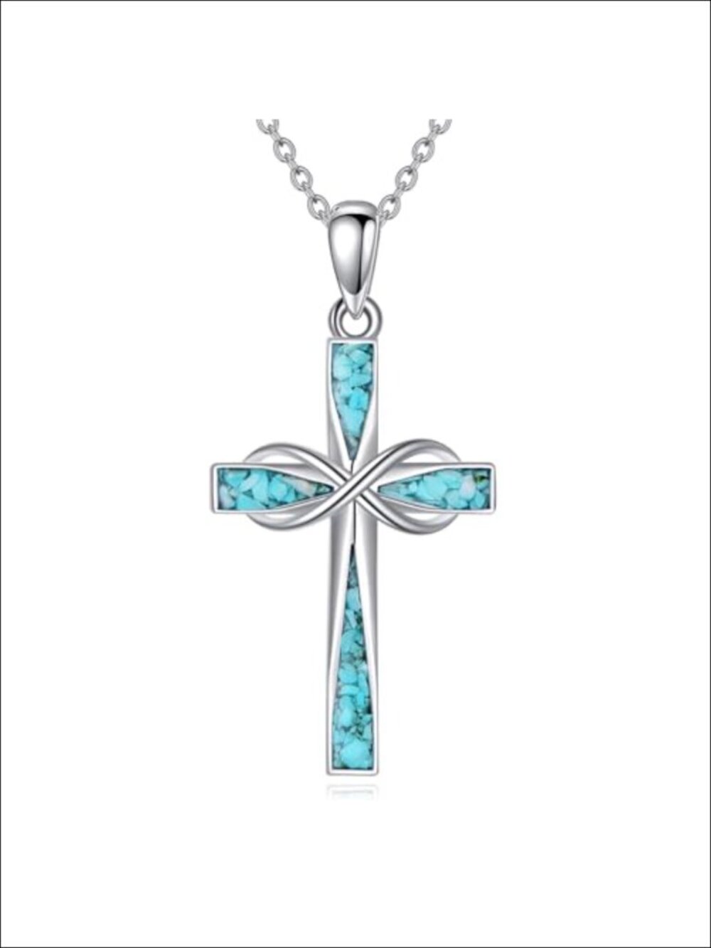 ONEFINITY Sterling Silver Turquoise Cross Infinity Necklace Pendant